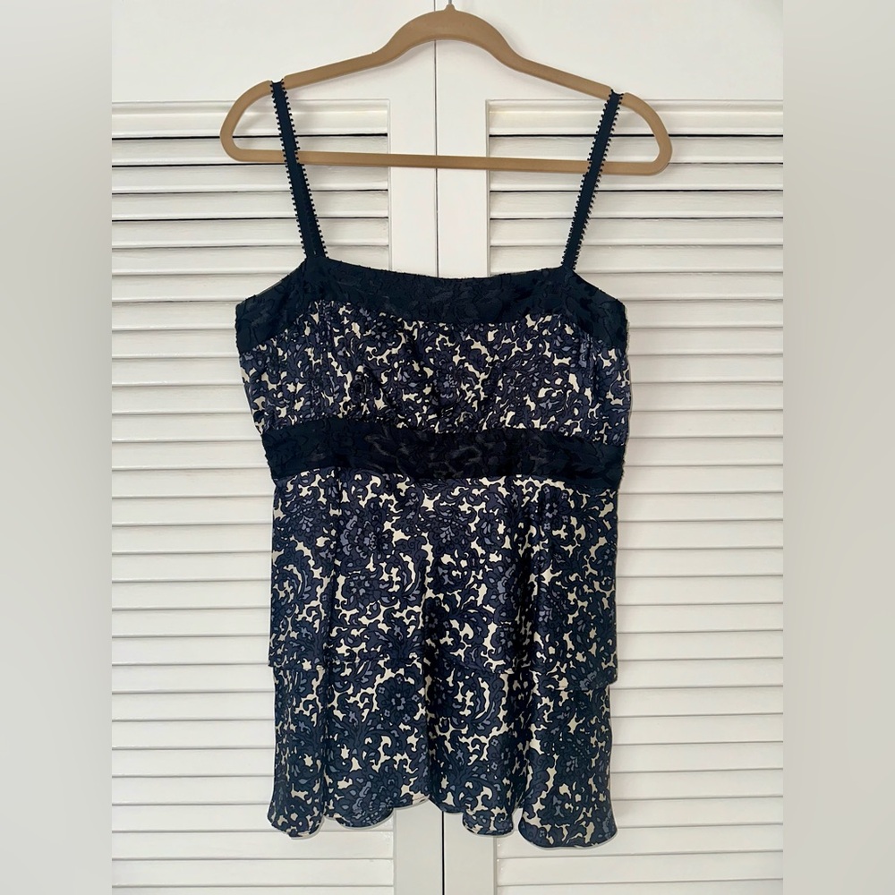 Milly Silk Navy Floral Top